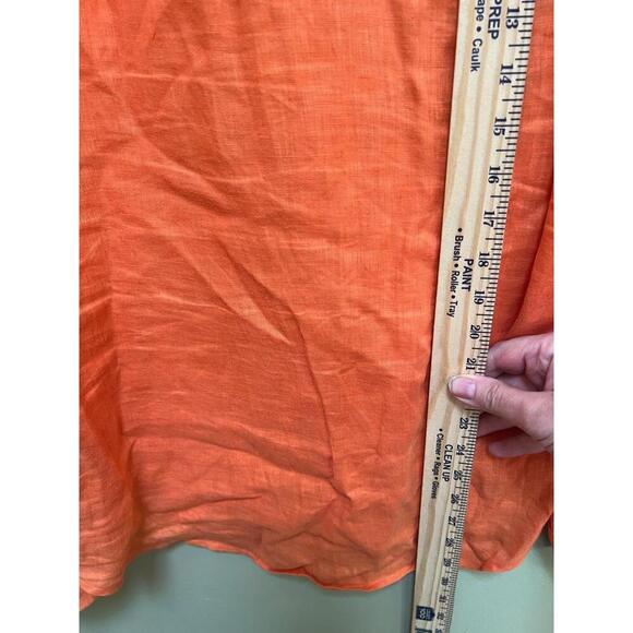 Vince Orange Linen Long Sleeve Button Up Shirt Chest Pocket Spread Collar Medium - Picture 9 of 9